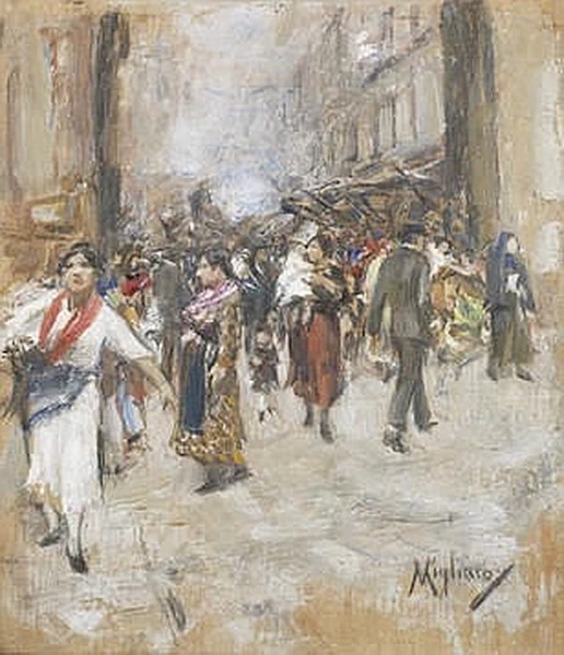 Strada animata di mercato